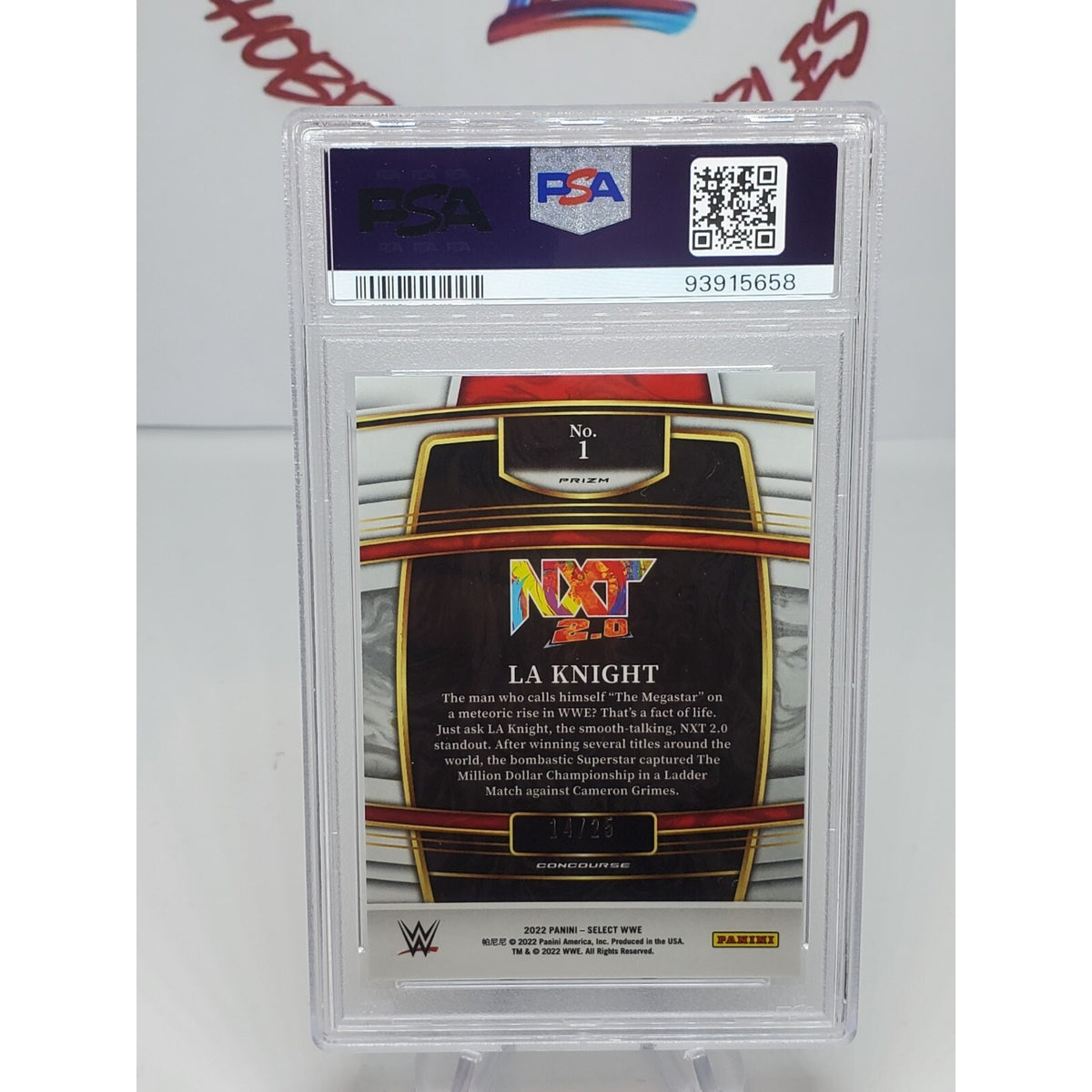 2022 Select WWE Prizms Tie-Dye #1 LA Knight #/25 SP PSA 9 POP 1