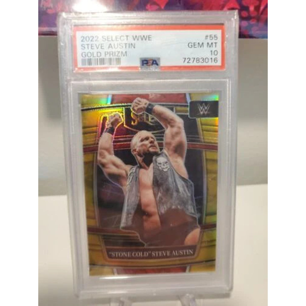 2022 Stone Cold Steve Austin Select WWE Concourse Gold Prizm #55 PSA 10 3/10