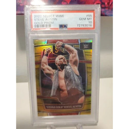 2022 Stone Cold Steve Austin Select WWE Concourse Gold Prizm #55 PSA 10 3/10