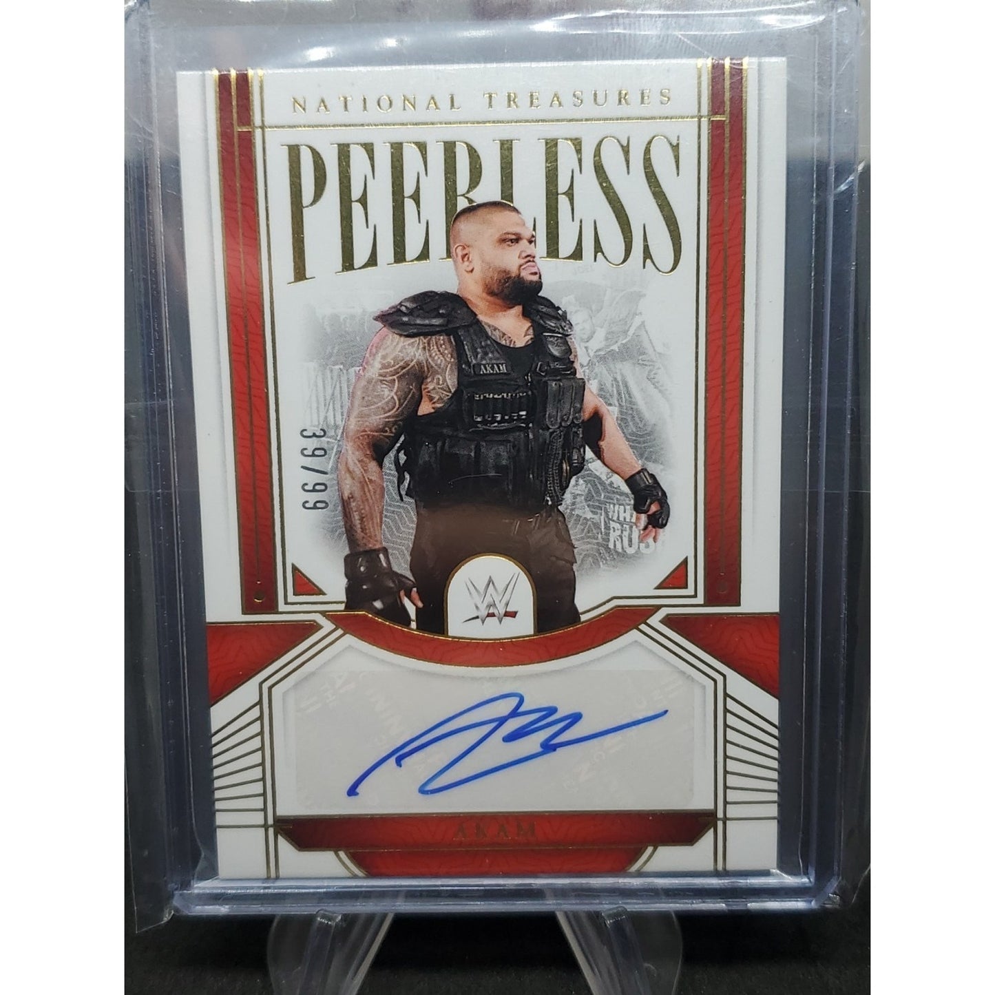 2024 Panini National Treasures WWE - Peerless Signatures Akam #PL-AKM /99 (AU)