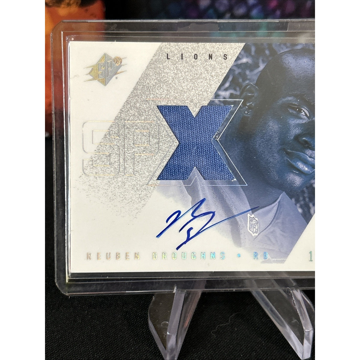 F72090 2000 SPx #149 Reuben Droughns JERSEY AUTO /2000 LIONS RC