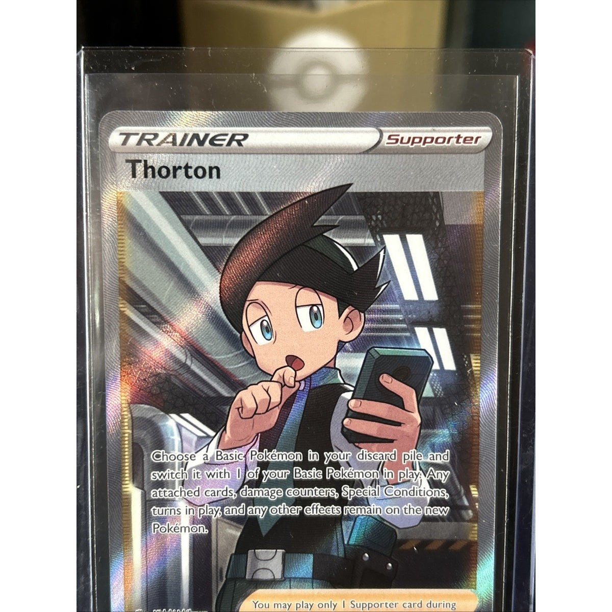 Thornton Full Art [NM] - Pokemon Card Game (Lost Origin #195/196) - Pack Fresh