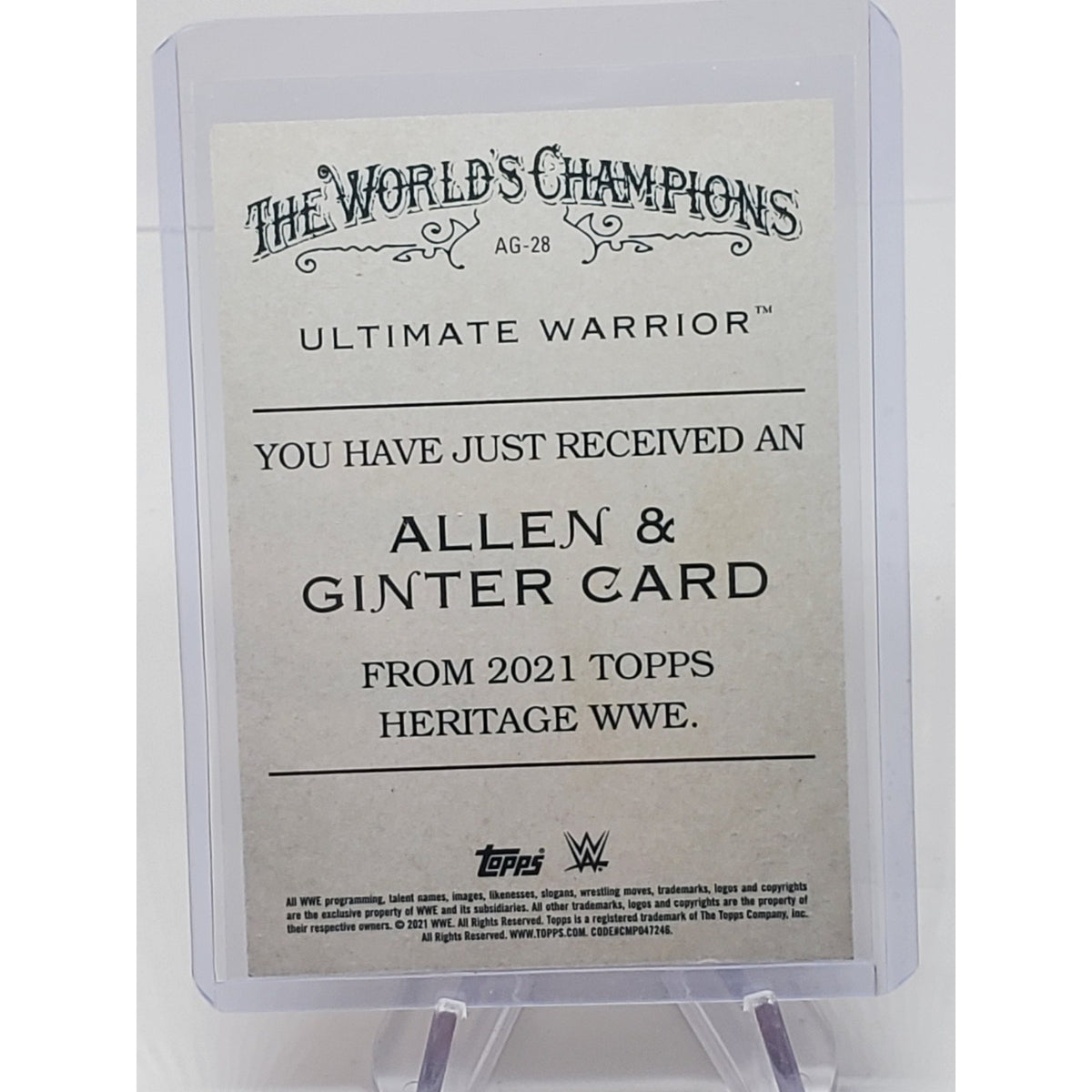 2021 Topps Heritage WWE Allen & Ginter Ultimate Warrior #AG-28 HOF