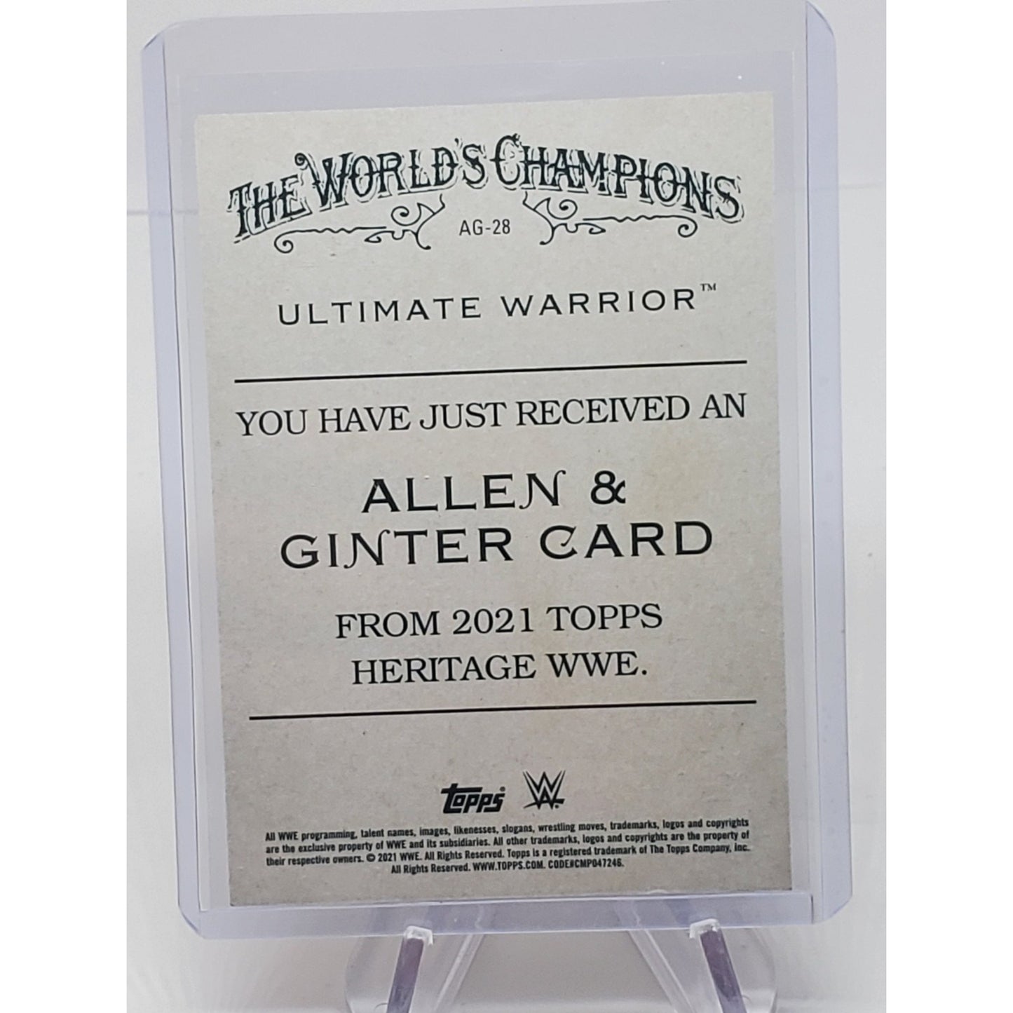 2021 Topps Heritage WWE Allen & Ginter Ultimate Warrior #AG-28 HOF