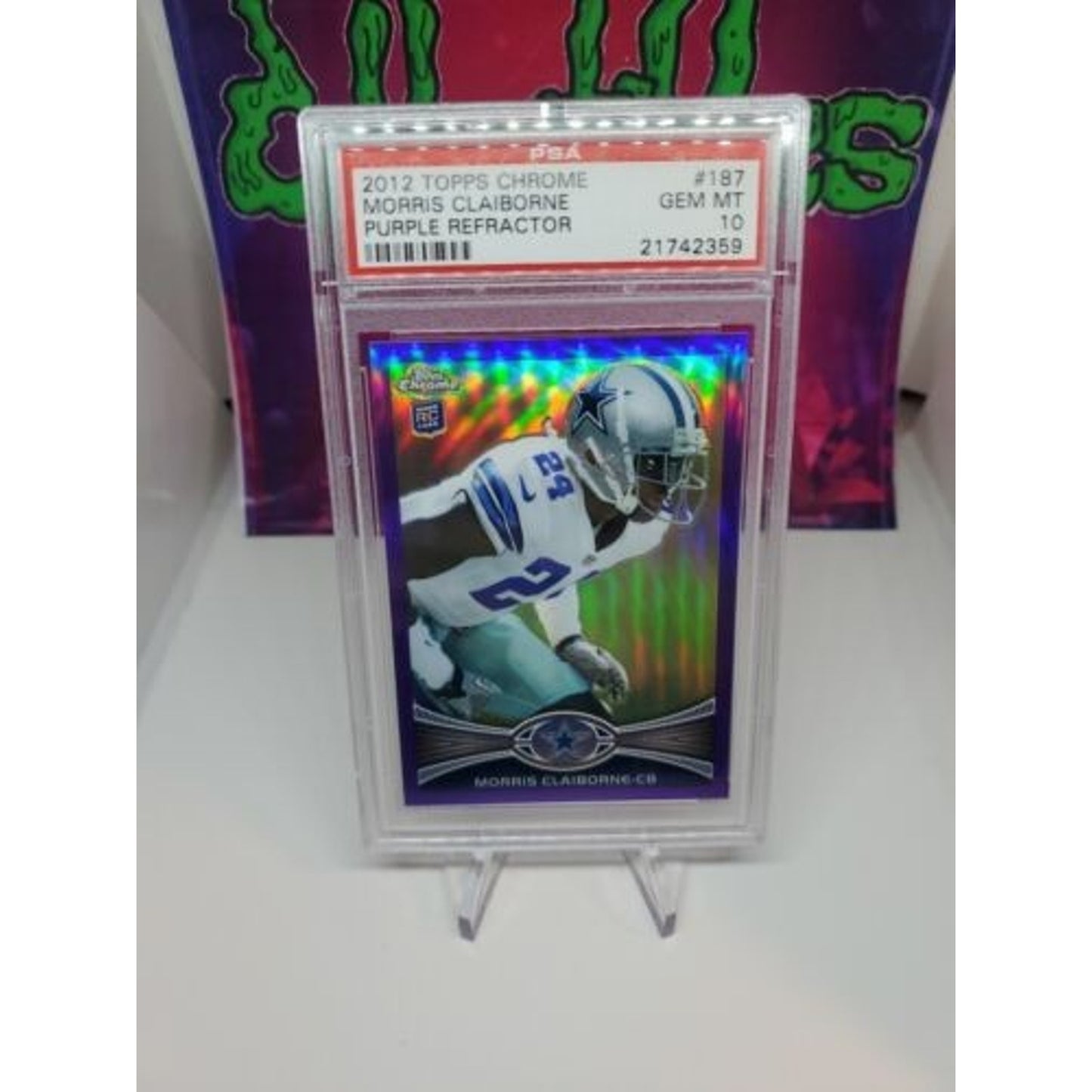 Morris Claiborne 2012 Topps Chrome Rookie Purple Refractor /499 Cowboys PSA 10
