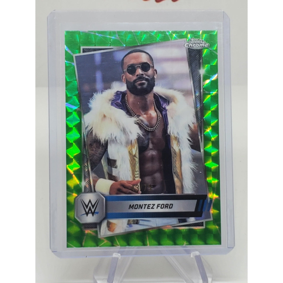 2025 Topps Chrome WWE - Montez Ford #185 Green Geometric Refractor #'d /75