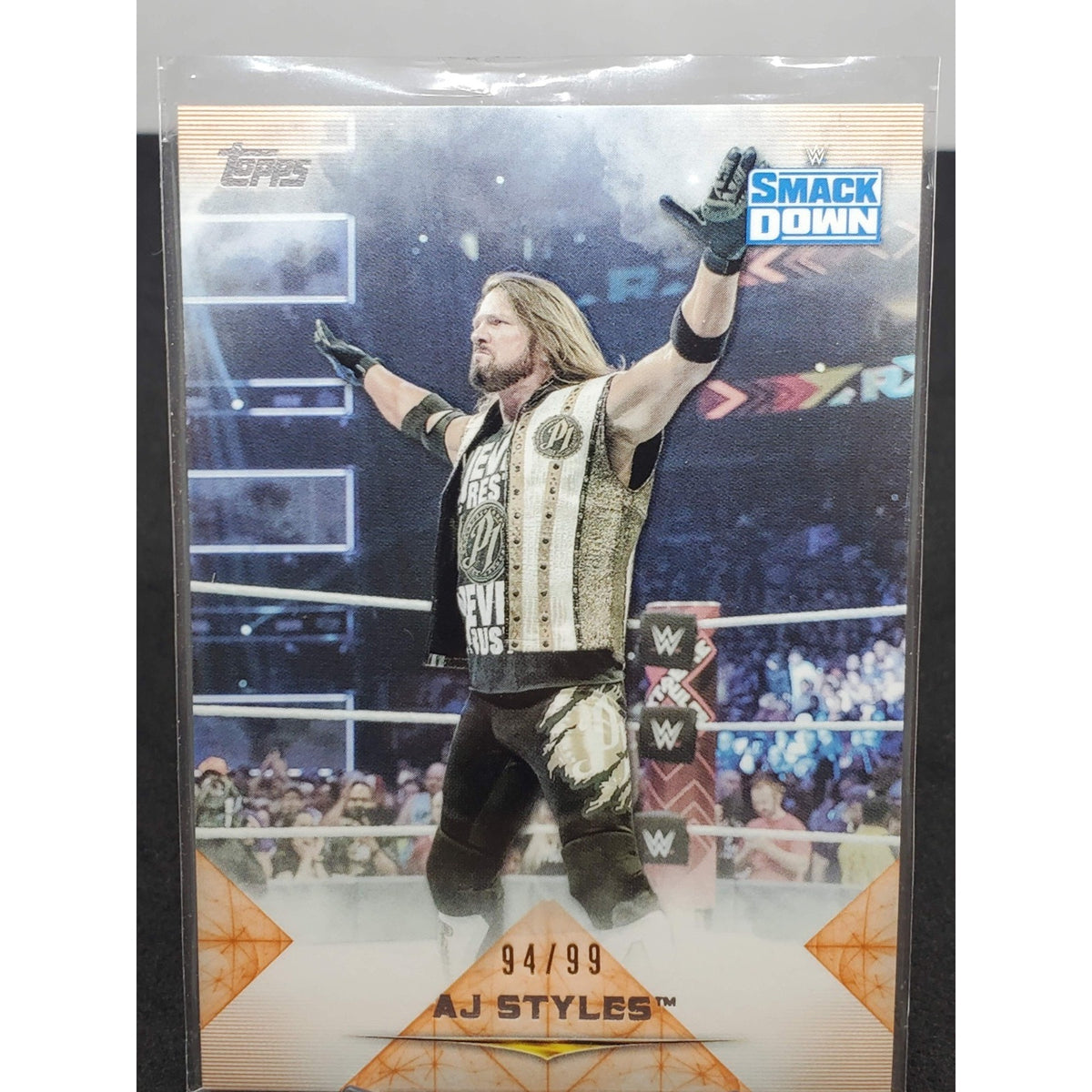 2020 Topps WWE Undisputed AJ STYLES Base Orange Parallel /99 SmackDown