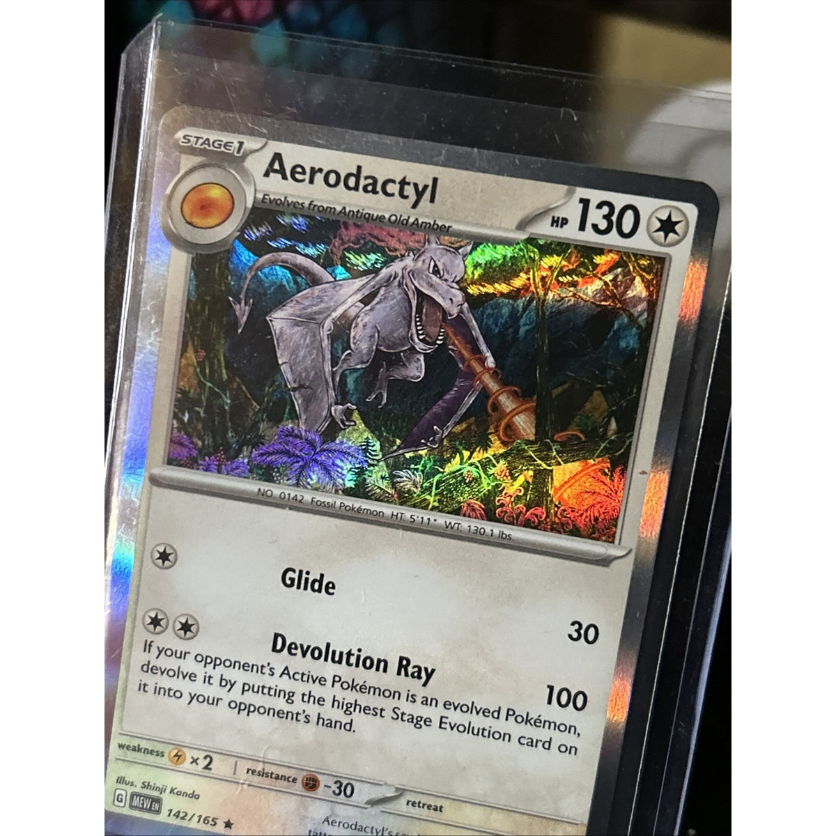 Pokemon 151 Aerodactyl 142/165 Holo Rare / Pack Fresh New
