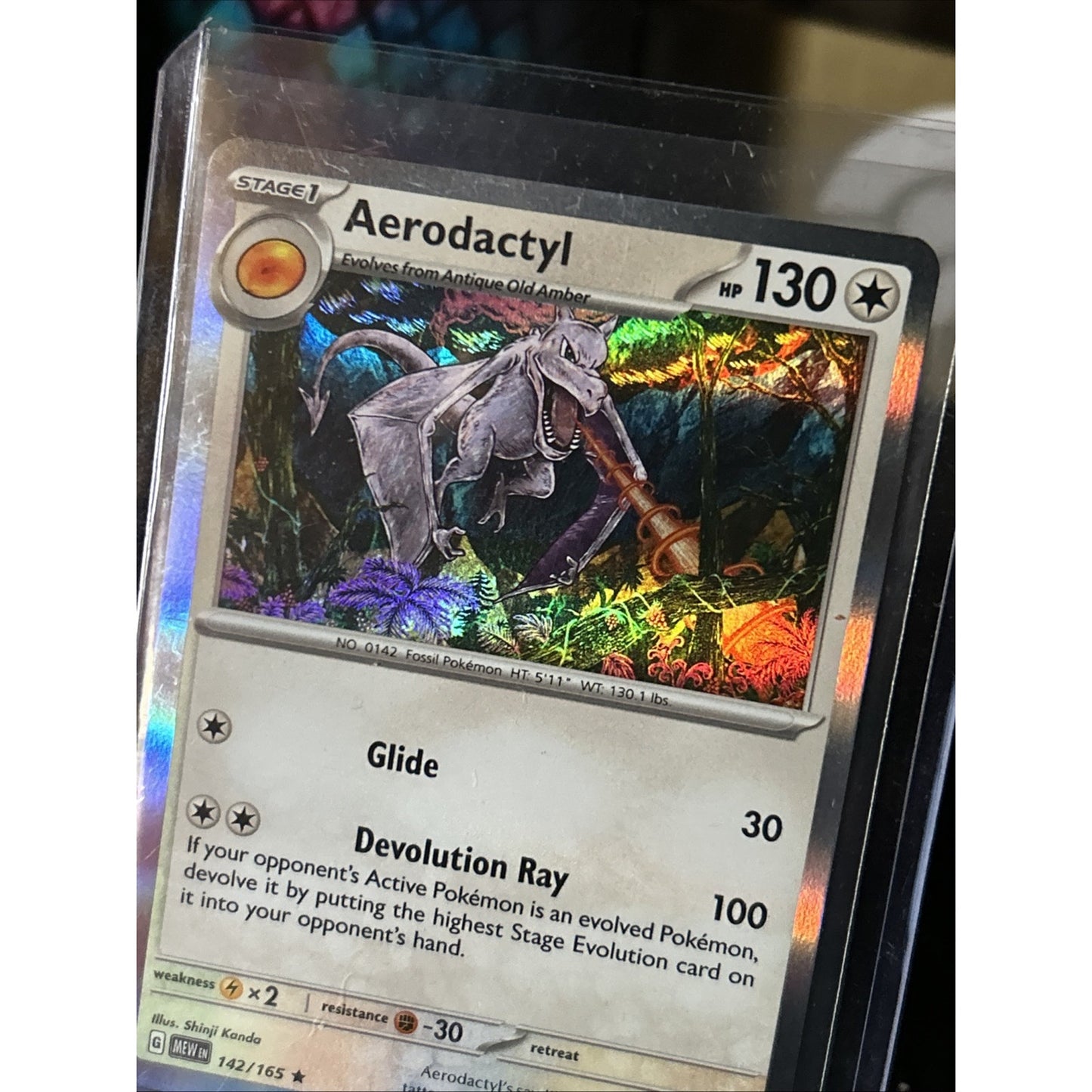 Pokemon 151 Aerodactyl 142/165 Holo Rare / Pack Fresh New