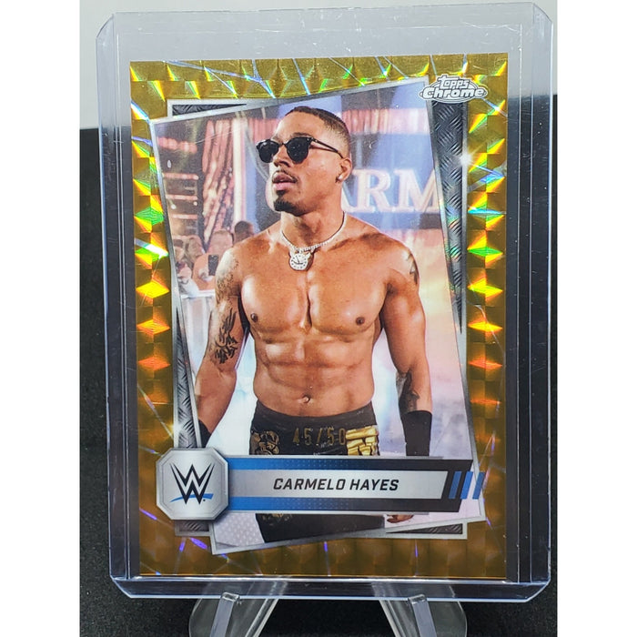 2025 Topps Chrome WWE Carmelo Hayes Gold /50 No.165
