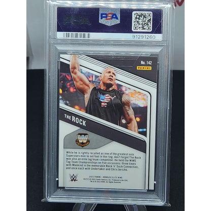 THE ROCK 2023 DONRUSS ELITE WWE SP BLUE STATUS #74/80 PSA 10 POP 1