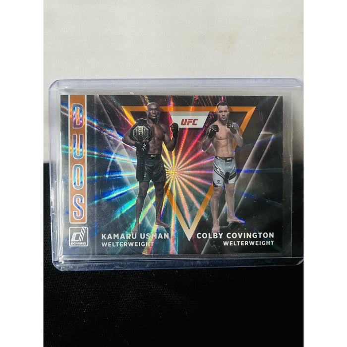 2022 Panini Donruss UFC Duos #4 Kamaru Usman Colby Covington Orange Laser Holo