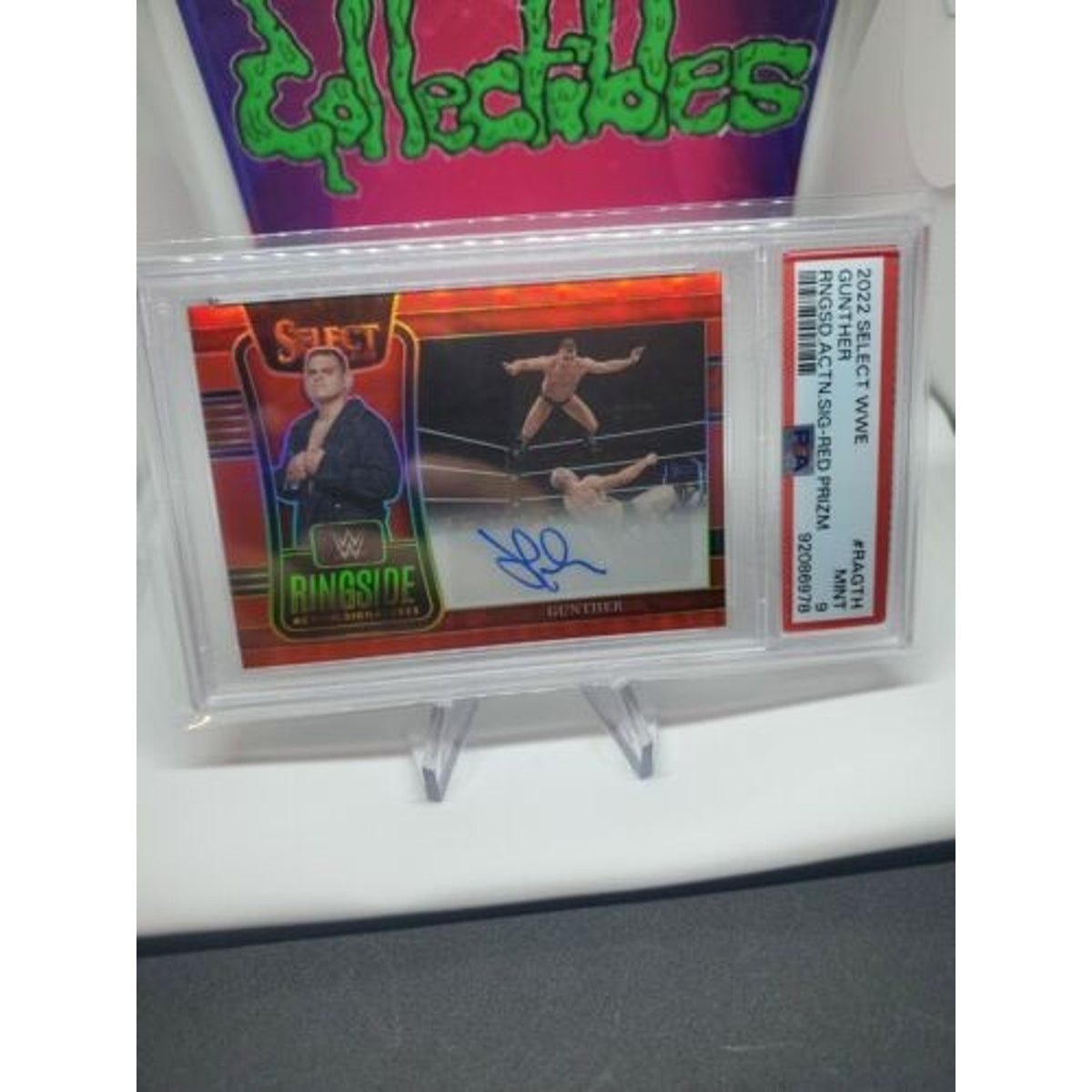 2022 Panini Select WWE Red Prizm /99 Gunther RA-GTH AUTO PSA 9 Pop 1
