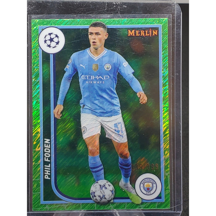 2023-24 Topps Merlin Uefa Club Competitions - Phil Foden #74 Neon Green Shimmer