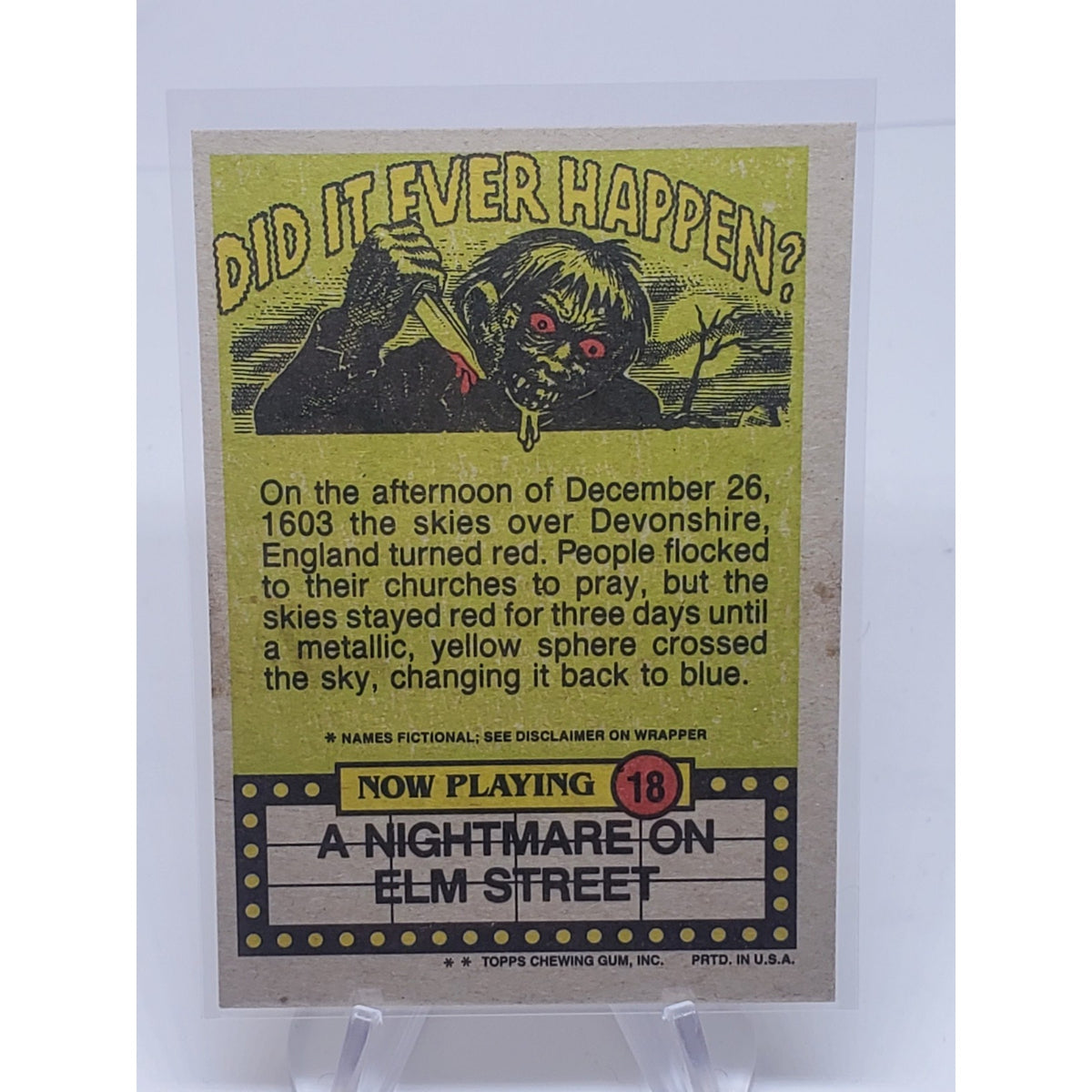 A Nightmare On Elm Street 1984 Card TOPPS Gum Hey - Who Swiped My Undershirt?
