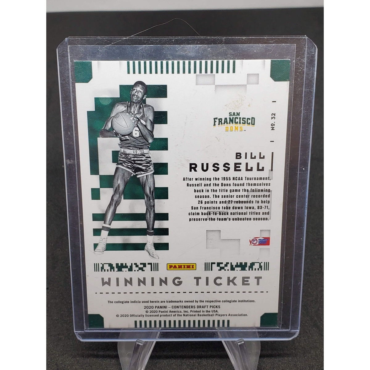 2020 Panini Contenders Draft Picks Winning Tickets Bill Russell #/23 Cracked Ice