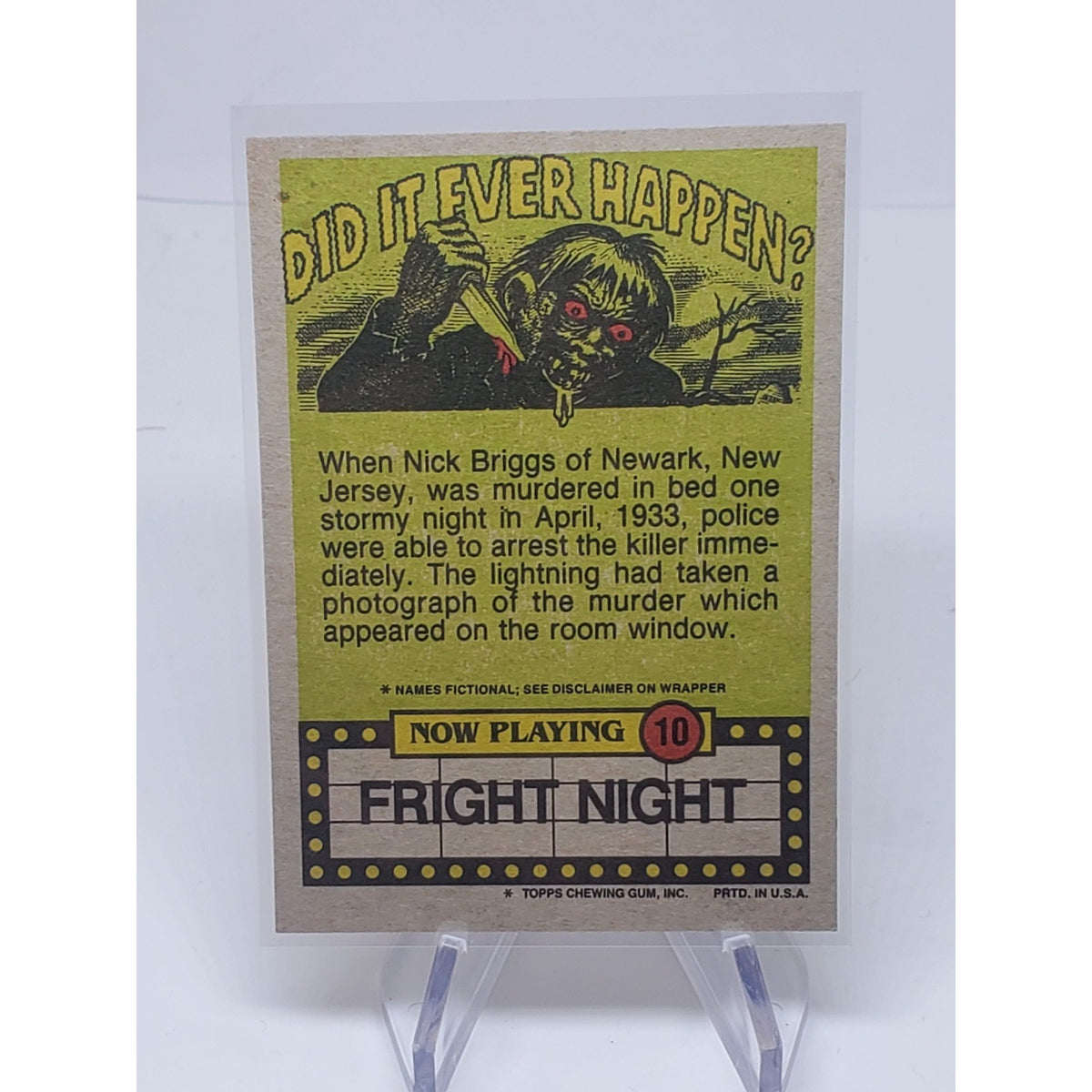 1988 Topps Fright Flicks #10 Now I'll Have to Learn Shorthand! Fright Night