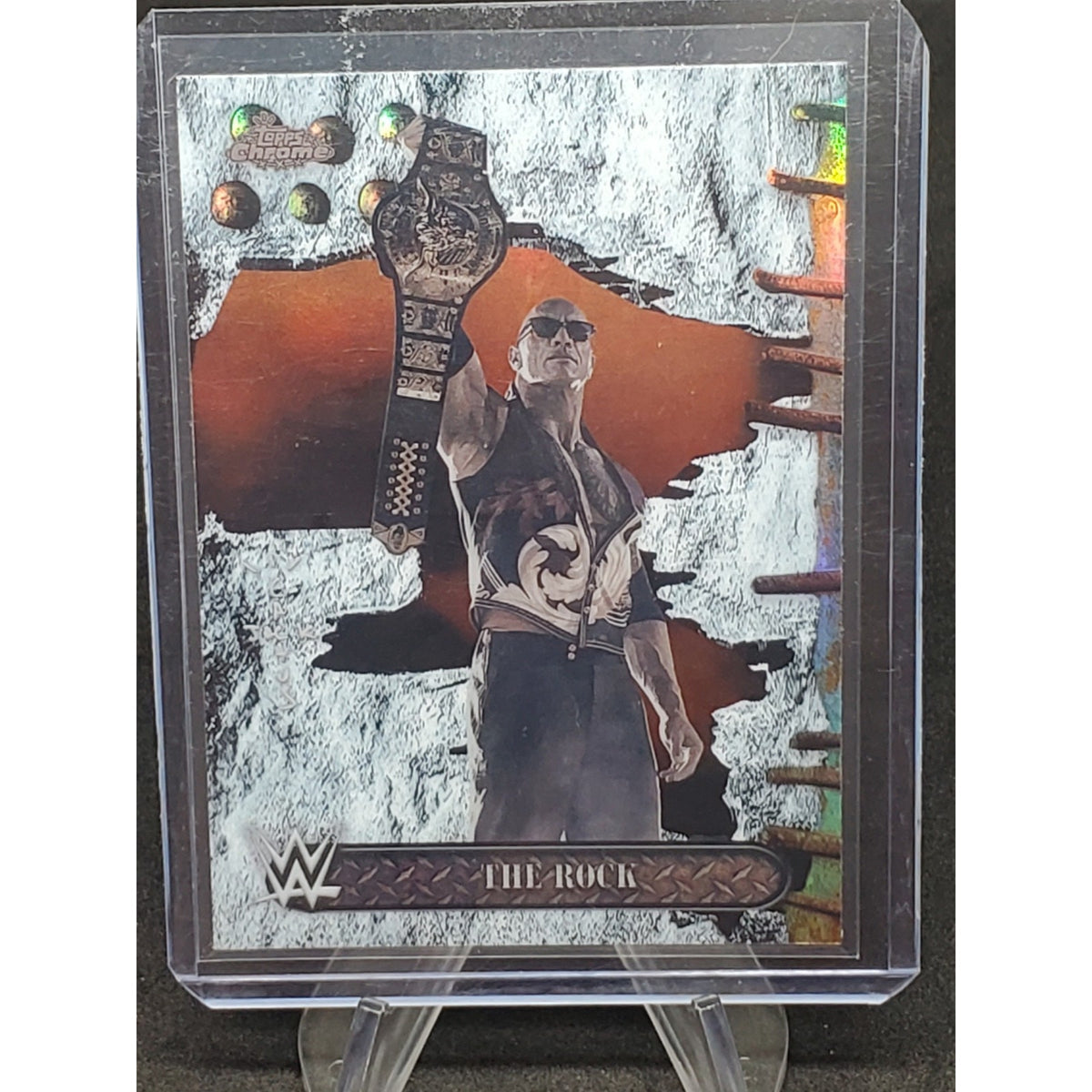 2025 Topps Chrome WWE X Cactus Jack - The Rock, The Rock #75 Refractor