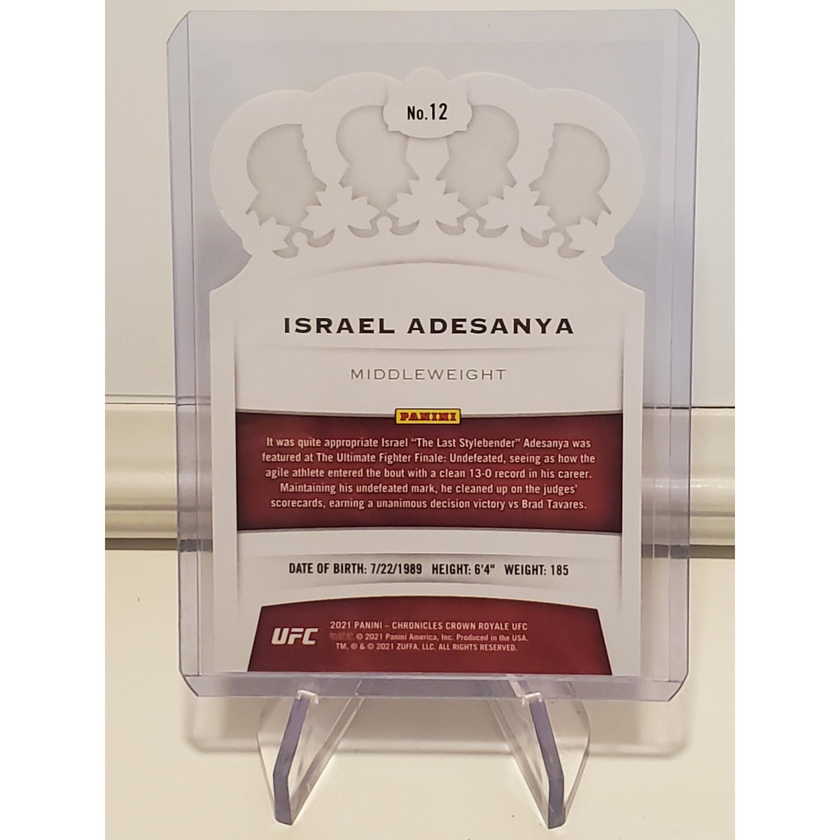 2021 Panini Chronicles Crown Royale UFC Israel Adesanya #12 MMA