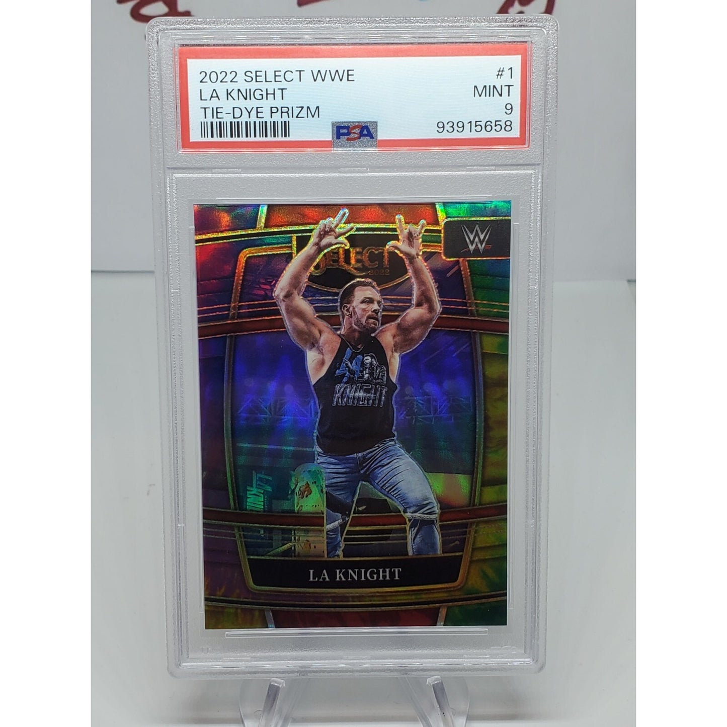 2022 Select WWE Prizms Tie-Dye #1 LA Knight #/25 SP PSA 9 POP 1
