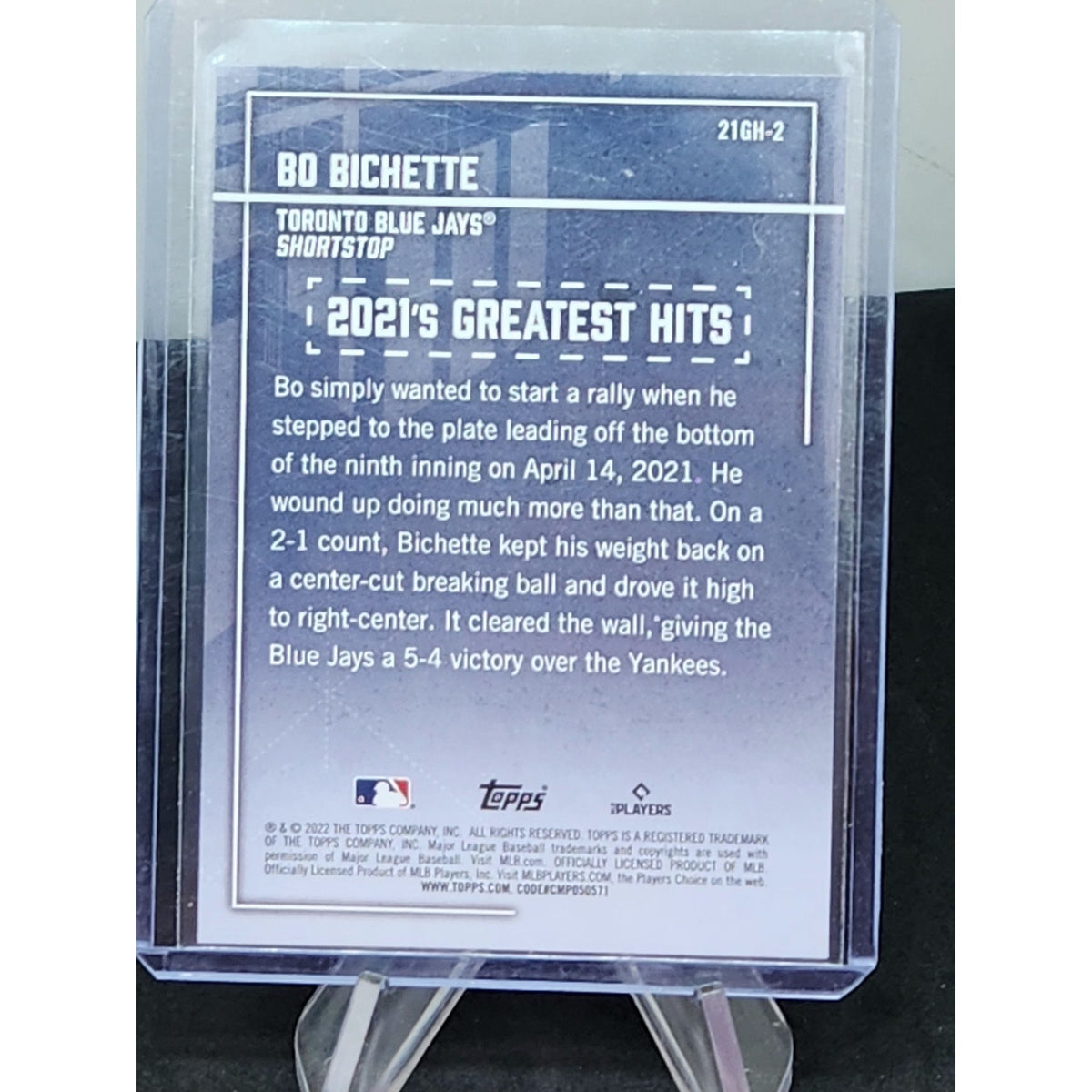 Bo Bichette 2022 Topps '21 Greatest Hits Rainbow Foil Insert Card. Toronto