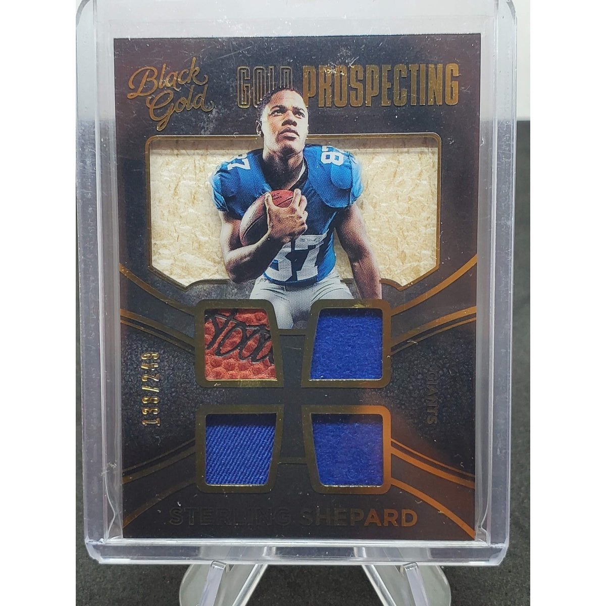 2016 Panini Black Gold - Gold Prospecting Quad Materials Sterling Shepard #GQ18