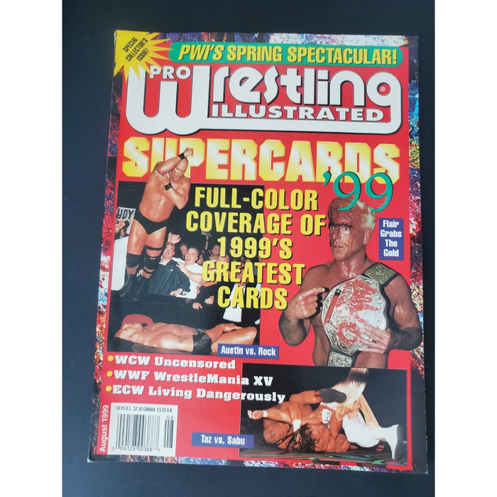 Pro Wrestling Illustrated August 1999 Ric Flair, Steve Auston & The Rock VG
