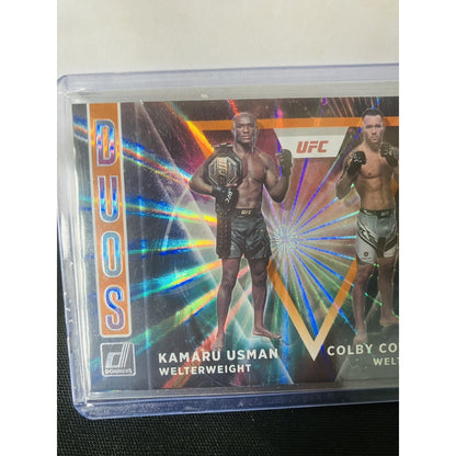 2022 Panini Donruss UFC Duos #4 Kamaru Usman Colby Covington Orange Laser Holo
