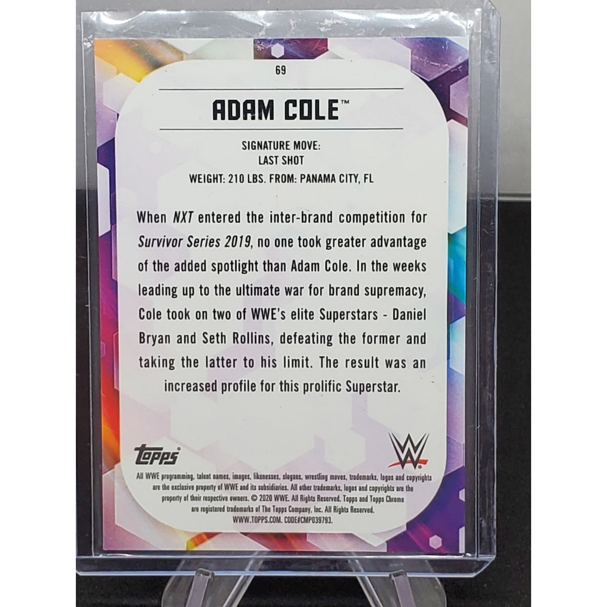 2020 Topps Chrome WWE -GREEN- Adam Cole /99 (NXT) #69