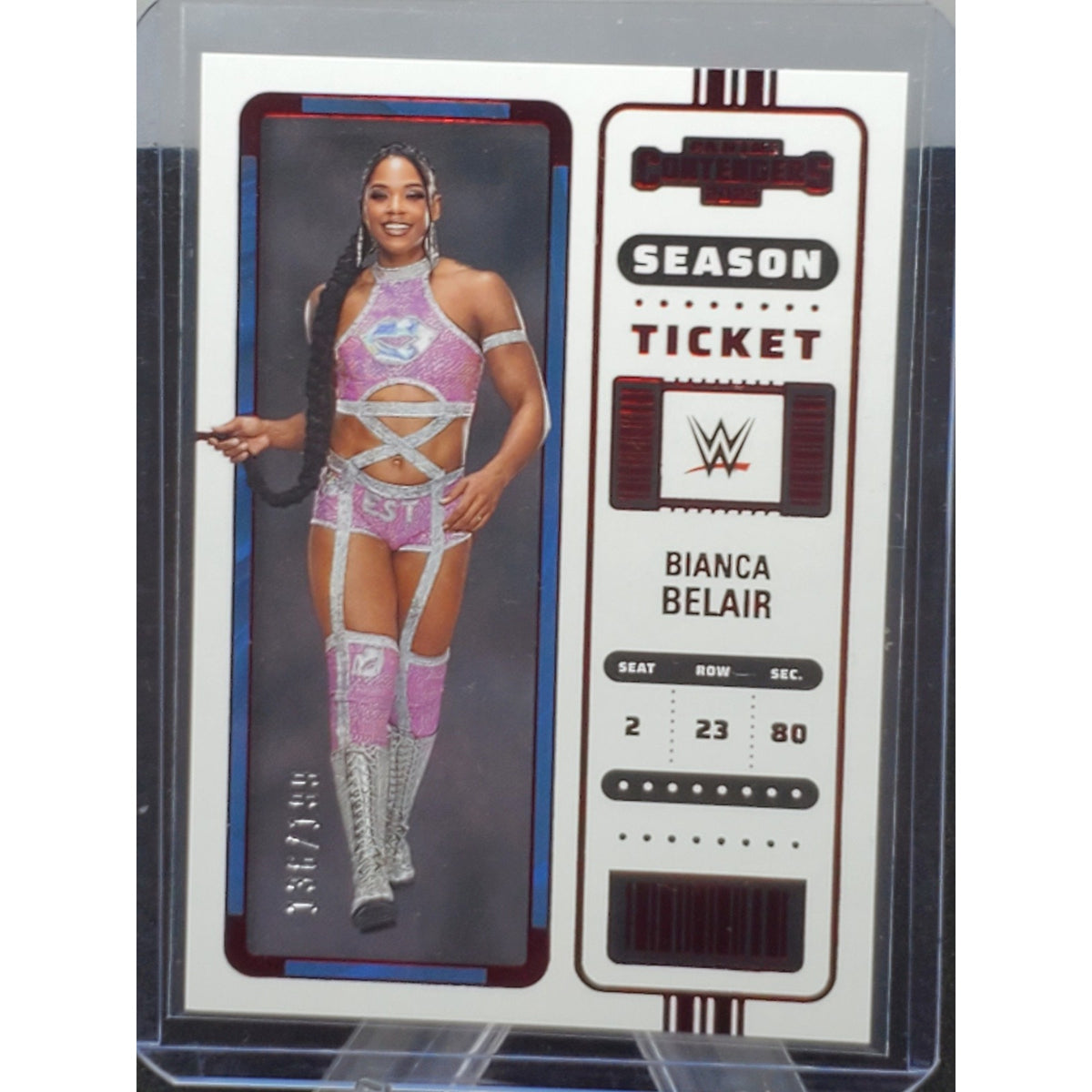2023 Chronicles WWE Bianca Belair Contenders Season Ticket #109 Red /199