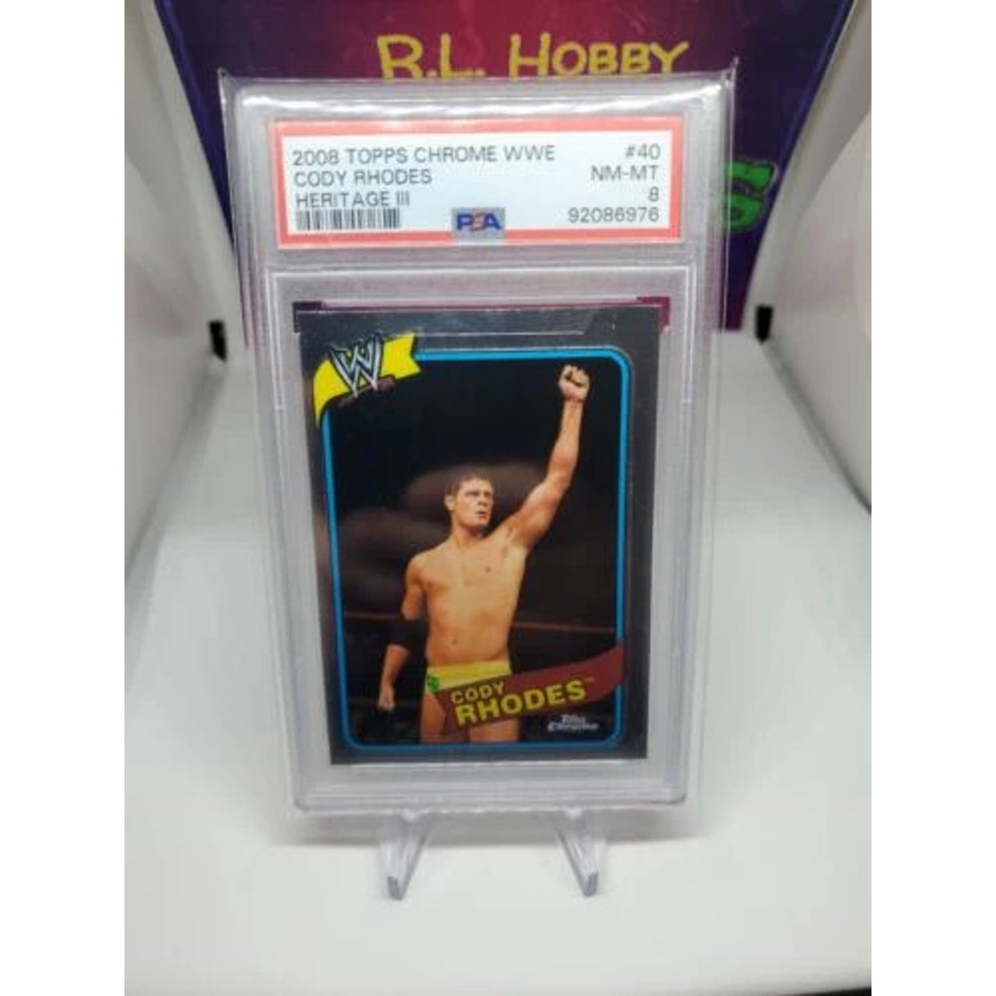 2008 WWE topps heritage cody Rhodes chrome rookie rc card psa 8