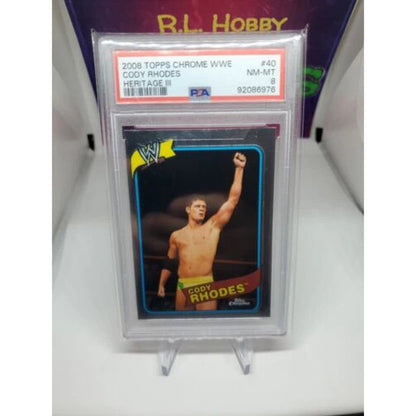 2008 WWE topps heritage cody Rhodes chrome rookie rc card psa 8