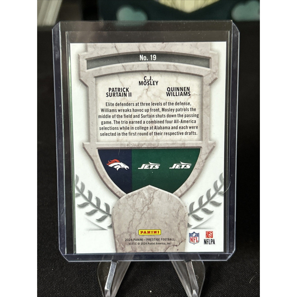 2024 Panini Prestige Alma Maters 19 Patrick Surtain, C.J. Mosley, Quinnen. NEW