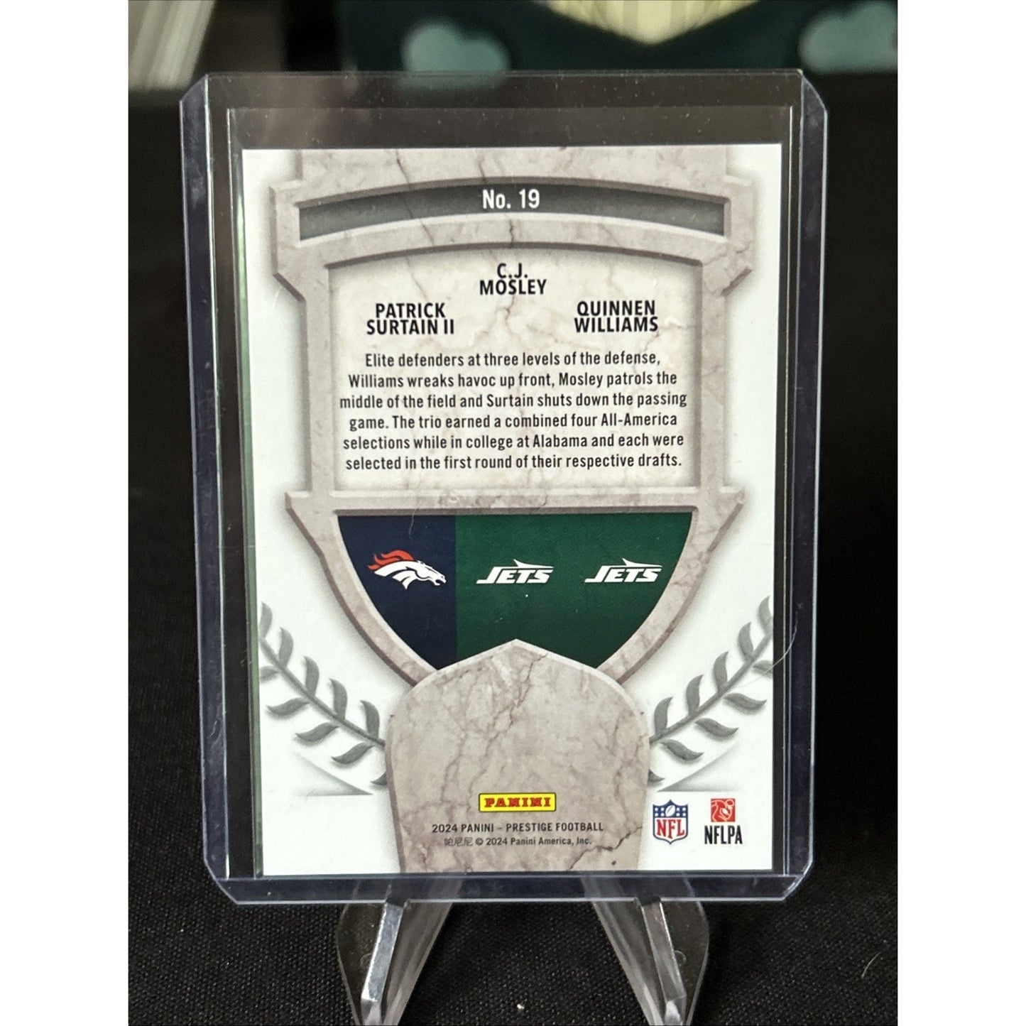 2024 Panini Prestige Alma Maters 19 Patrick Surtain, C.J. Mosley, Quinnen. NEW