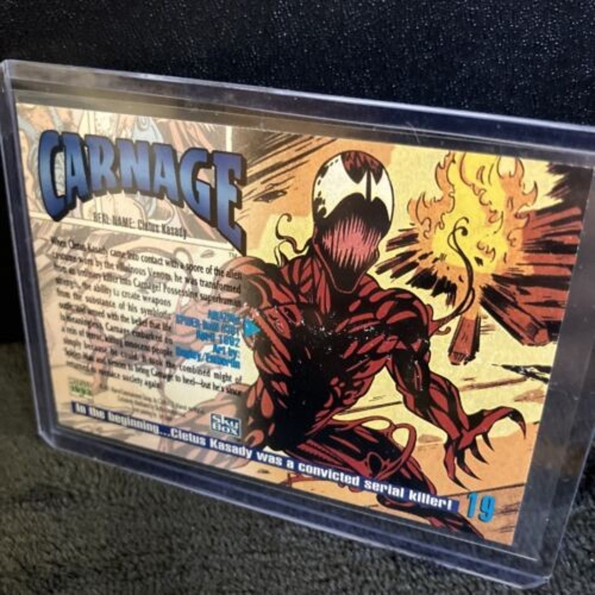 Marvel Masterpieces Skybox 1993 Carnage #19 Pack Fresh New Straight To Sleeve