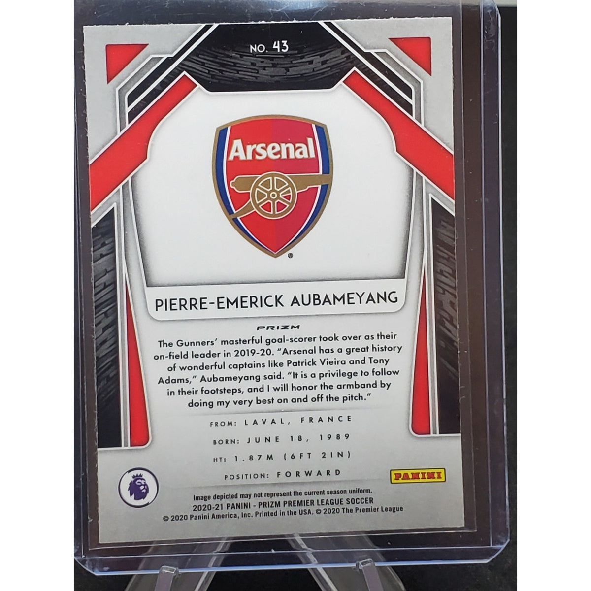 2020-21 Panini Prizm Premier League - Pierre-Emerick Aubameyang #43 Red Ice...