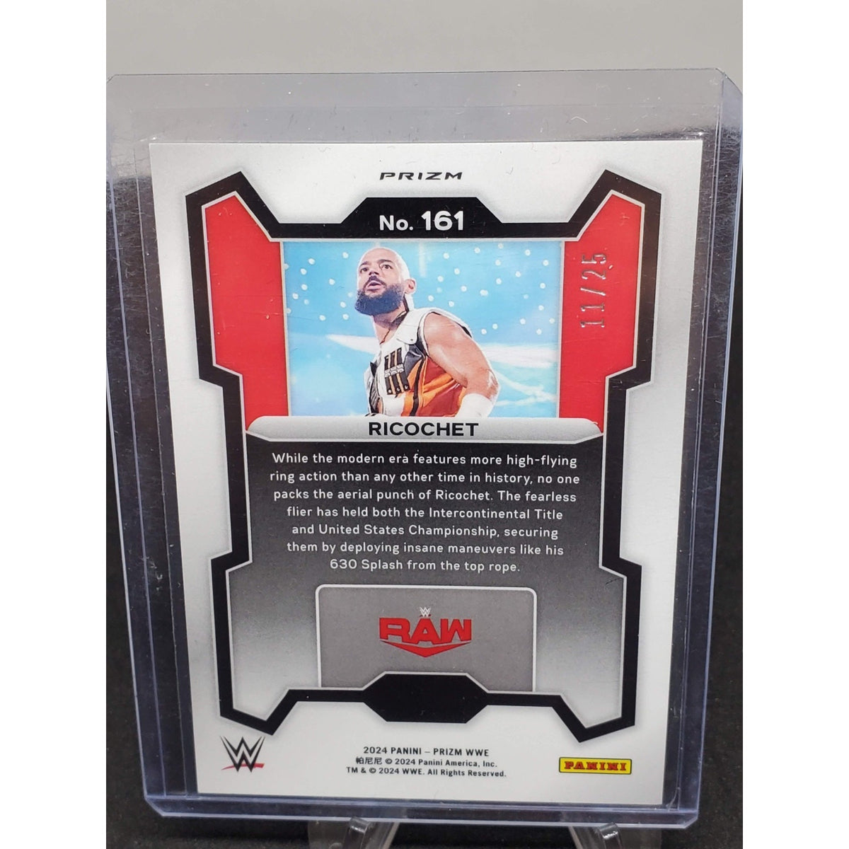 2024 Ricochet Panini Prizm WWE Blue Disco #/25 SSP Parallel