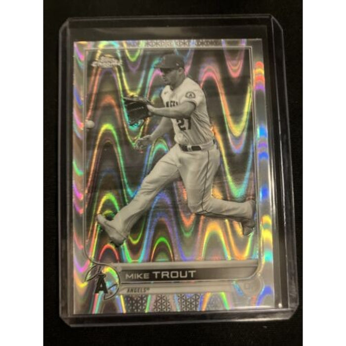 Mike Trout 2022 Topps Chrome Sonic Black White Ray Wave SP Refractor Angels #200