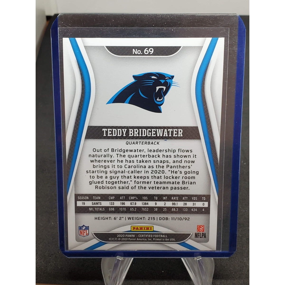 2020 Panini Certified - Teddy Bridgewater #69 Mirror Blue /75