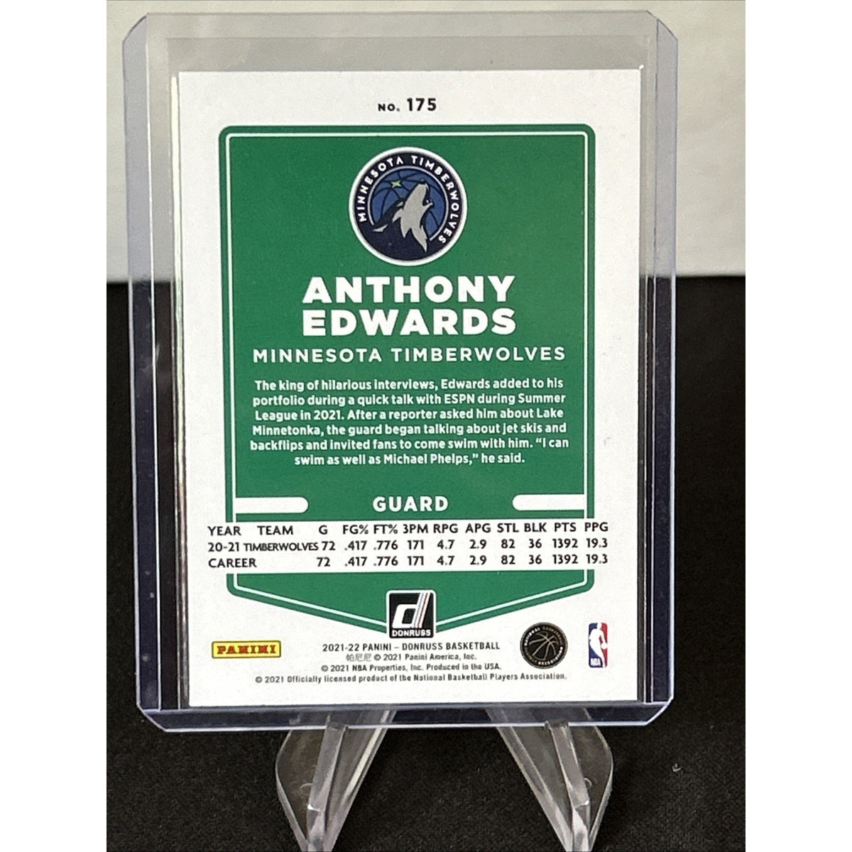2021-22 Panini Donruss Anthony Edwards Yellow Flood Exclusive - Pack Fresh New