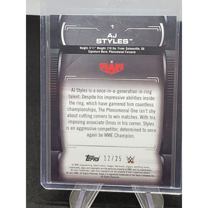 2021 Topps WWE Undisputed AJ Styles Blue Parallel Base Card 12/25 SP