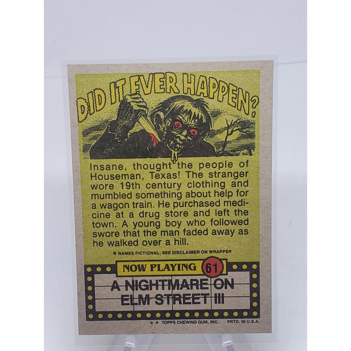 1988 Topps Fright Flicks #61 Whew, I'm Really Shot! Nightmare Elm