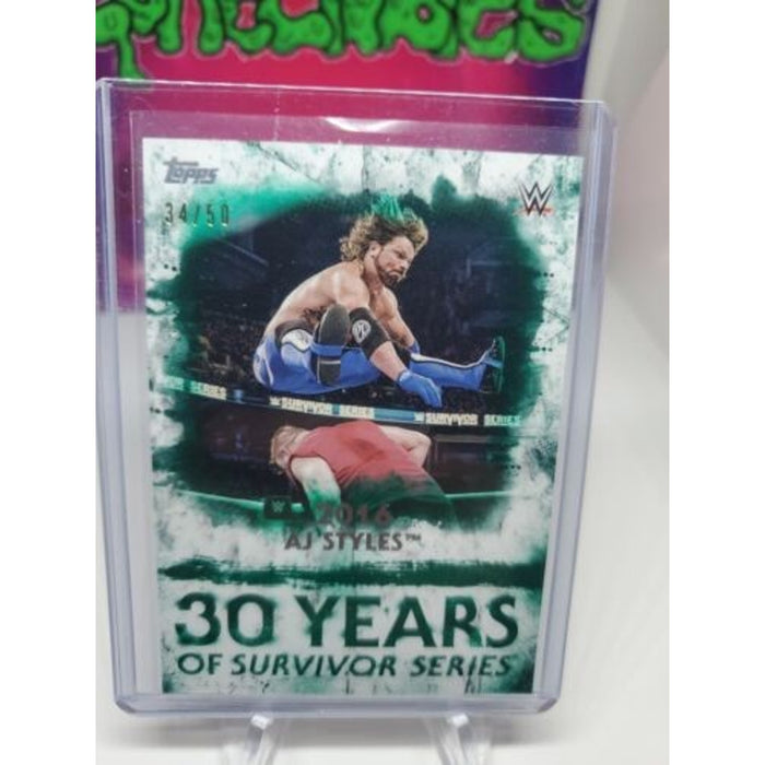 WWE AJ Styles SS-24 2018 Topps Undisputed Green Parallel Card SN #/50