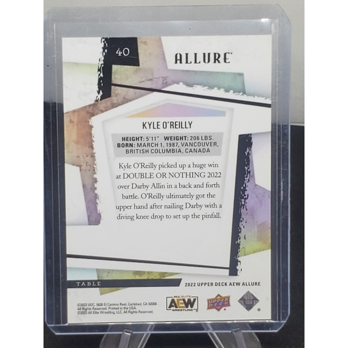 2022 Upper Deck AEW Allure Table #40 Kyle O'Reilly wrestling card