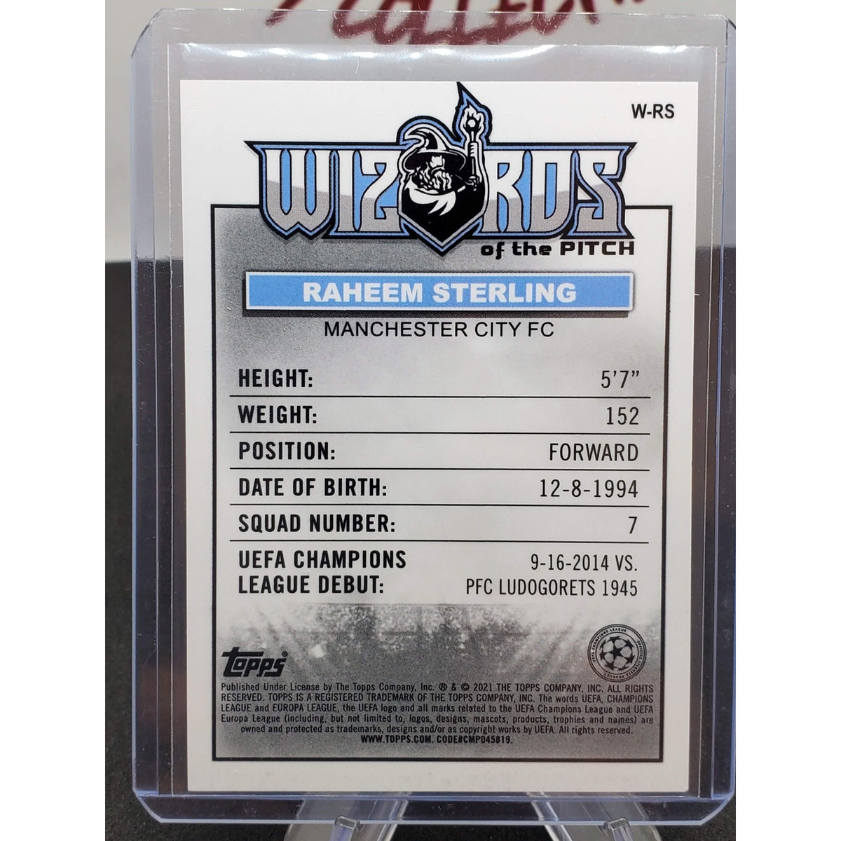 2020-21 Merlin Chrome UCL Raheem Sterling Wizards of the Pitch #W-RS Manchester