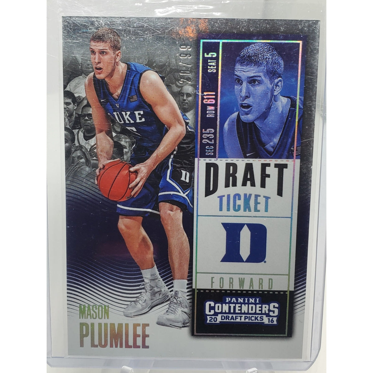 2016-17 Panini Contenders Draft Picks - Season Ticket Mason Plumlee #66 Draft...
