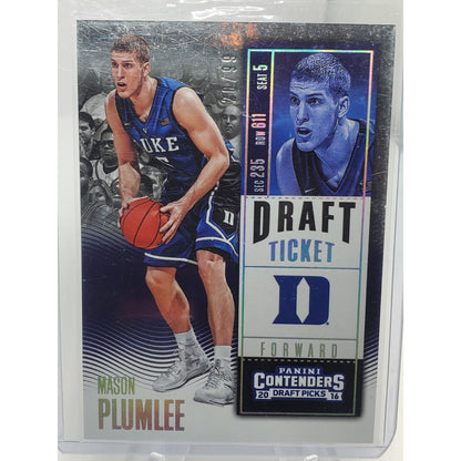 2016-17 Panini Contenders Draft Picks - Season Ticket Mason Plumlee #66 Draft...