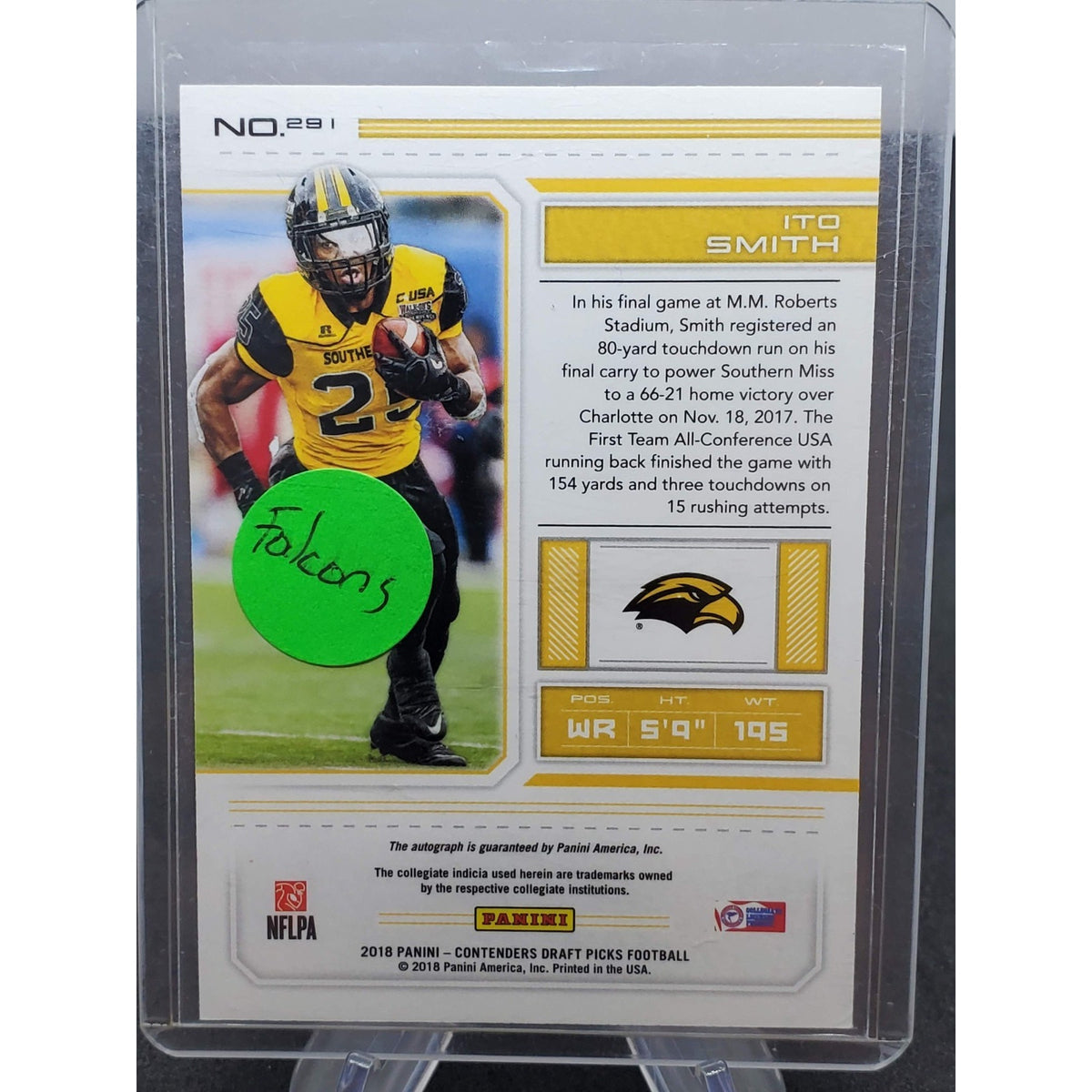 2018 Panini Contenders Draft Picks - College Ticket Ito Smith #291 Draft Ticket