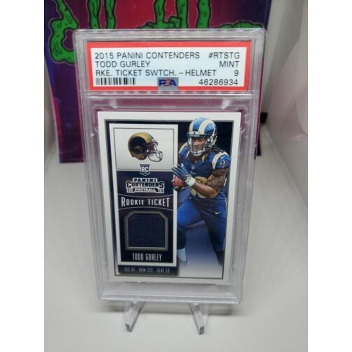 2015 Panini Contenders Todd Gurley Rookie Ticket Swatch - Helmet PSA 9