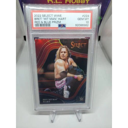 2022 Select WWE Bret Hit Man Hart Ringside RED & BLUE PRIZM GRADED PSA 10 PO